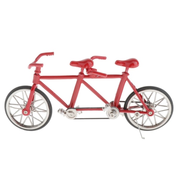 1:16 Skala Tandem Cykel Cykel Modell Replica Toy Samlarföremål Full Röd