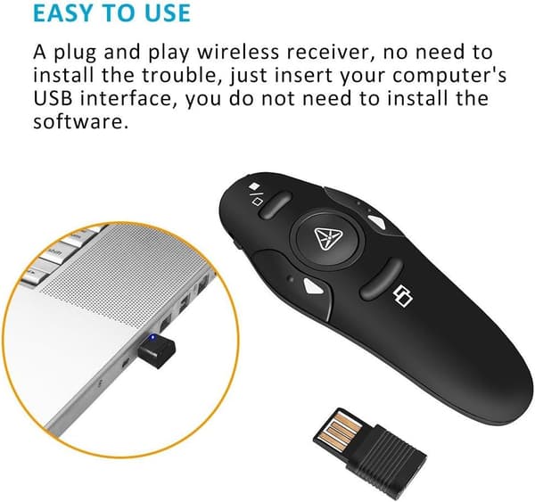 [RM]PowerPoint PPT 2.4GHz USB Wireless Remote Control with Red Laser Pointer for Teachers, Professors