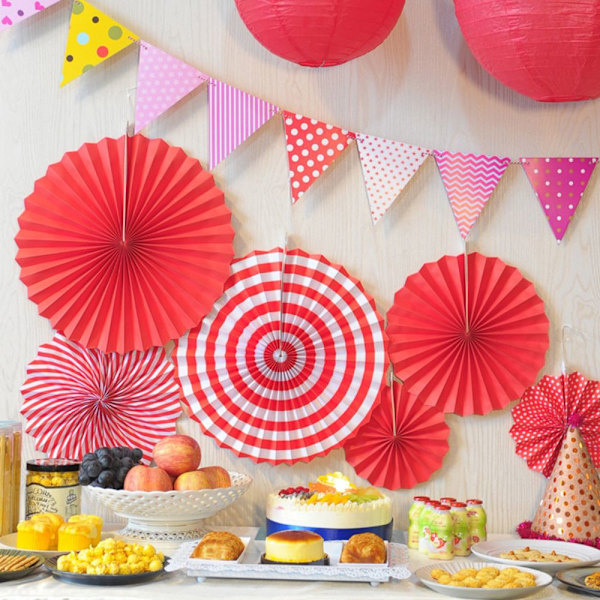 Pappersfläktar pom poms bröllopsfest babylykta sovrumsdekoration #5