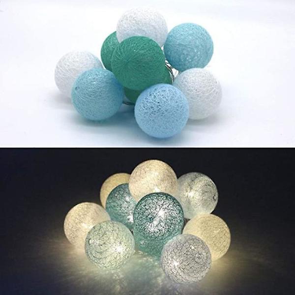 Ljuskedja med Bomullsbollar, 20 LED-bollar Ljuskedja med Kontakt