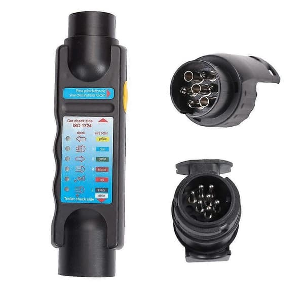 Pin Trailer Tester, 12V 7 Pin Trailer Tester Lys Ledningskredsløb Diagnostiske Værktøjer, 19.6*5.5*4.2cm, Nylon Materiale, Sort