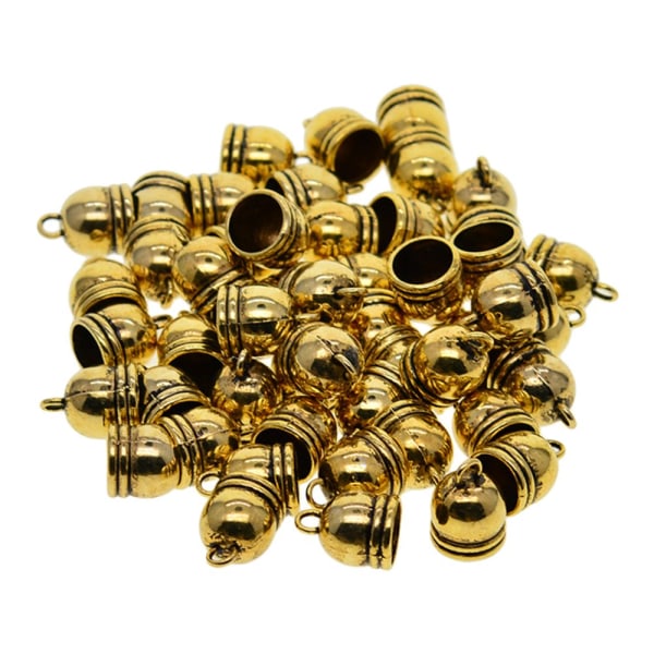 50 st 10 mm Klockformad Ändhylsa Mesh Kumihimo Snöre Tofs DIY Tillverkning Antik Guld