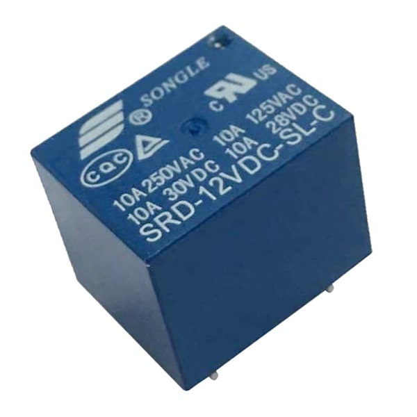 10st mini effektrelä 12V 10A SPDT 5 stift PCB SRD-12VDC-SL-C