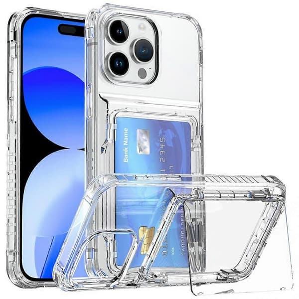 Lämplig för iPhone 15 Transparent iPhone skyddsfodral med korthållare