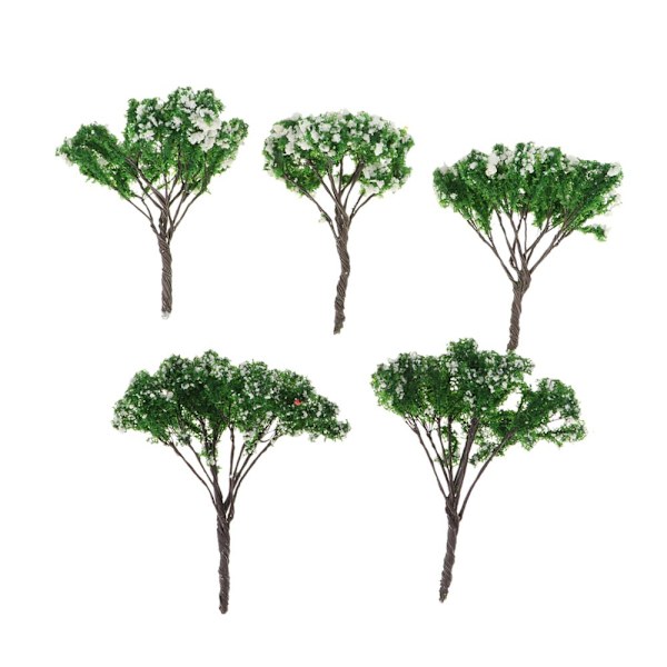 5 Stycken Mini Träd Simuleringsscen Modeller u0026 Bord Sand Tillbehör 9cm Grön 1