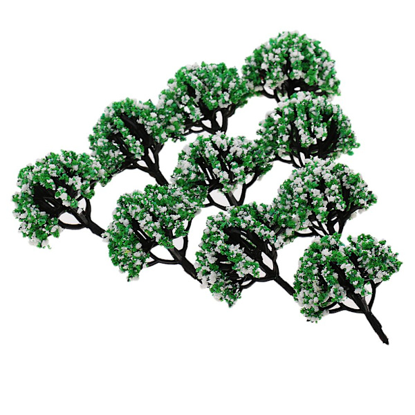 10 st Modell Blomsterträd Landskap Grön Dekor För Diorama Vit Grön