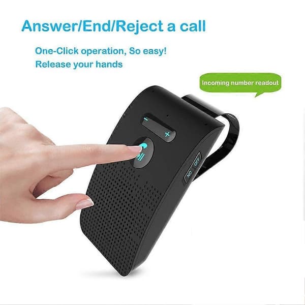 Bluetooth Handsfree Car Kit 5.0 Sun Visor Clip Wireless Audio Receiver Speakerphone Speaker Music Player Dual Microphone[RM] black