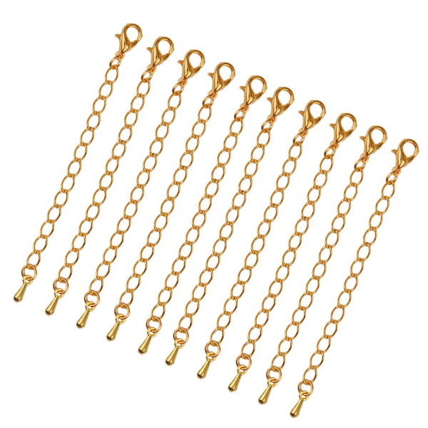 10-pack halsbandsförlängare smyckesförlängningskedja 75 mm guld