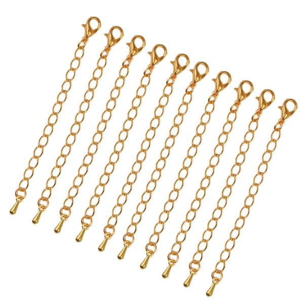 10 paket halsbandsförlängare smyckeförlängningskedja 75 mm guld