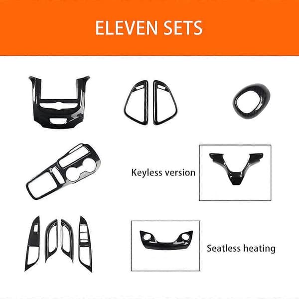 11 dele kulfiber interiør trim kit til Chevrolet Cruze 2017 2018 2019
