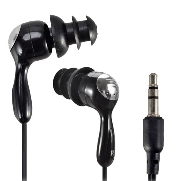 3,5 mm Vattentätt Hörlurs Stereo Headset Simning För Radio MP3 IPod Svart