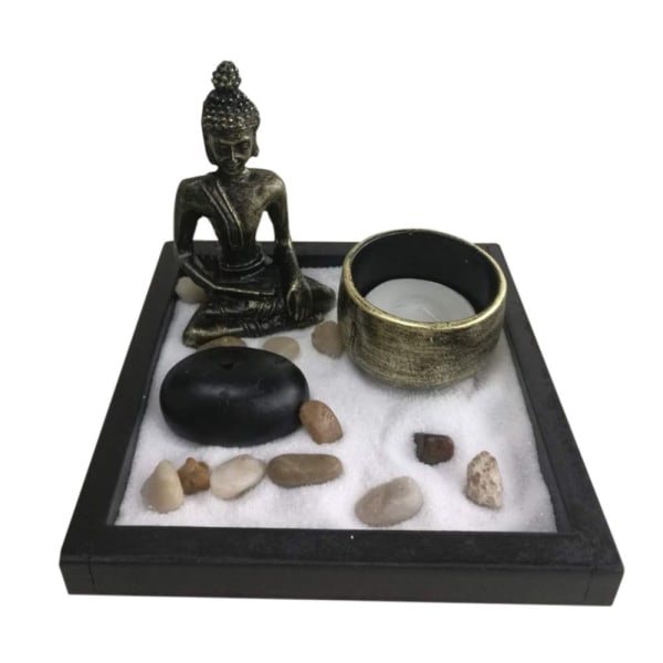 Zen Sand Trädgård värmeljushållare Feng Shui Ljus Buddhistisk Rökelse Dekor #1A