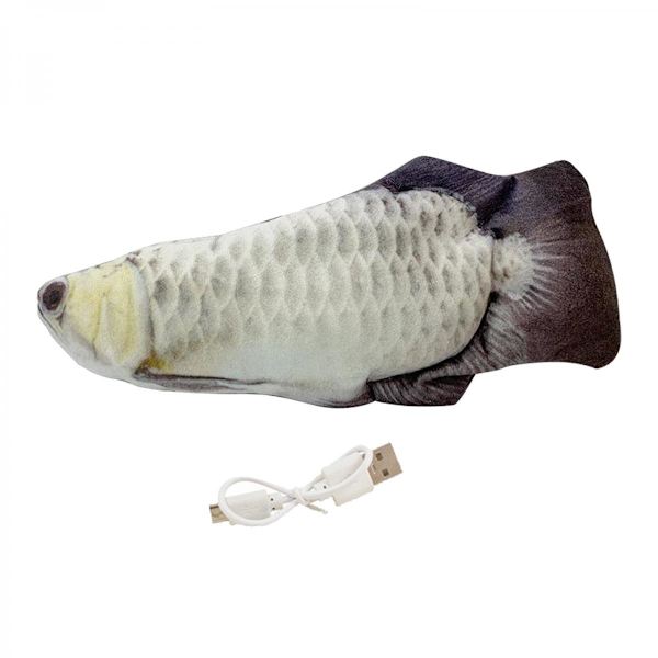 Elektrisk Fisk Leksak Katt Kattunge Viftande Kattmynta Silver Arowana