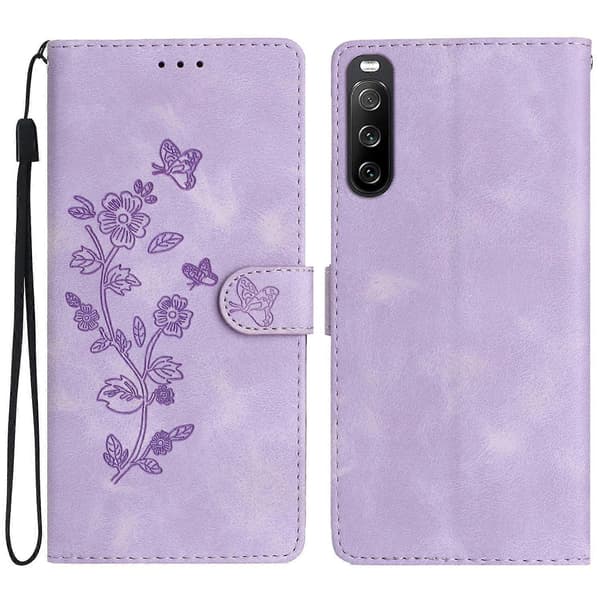 [RM]Leather Case for Sony Xperia 10 V, Fingerprint-proof Wallet Stand with Floral Pattern Multicolor Multicolor Style A