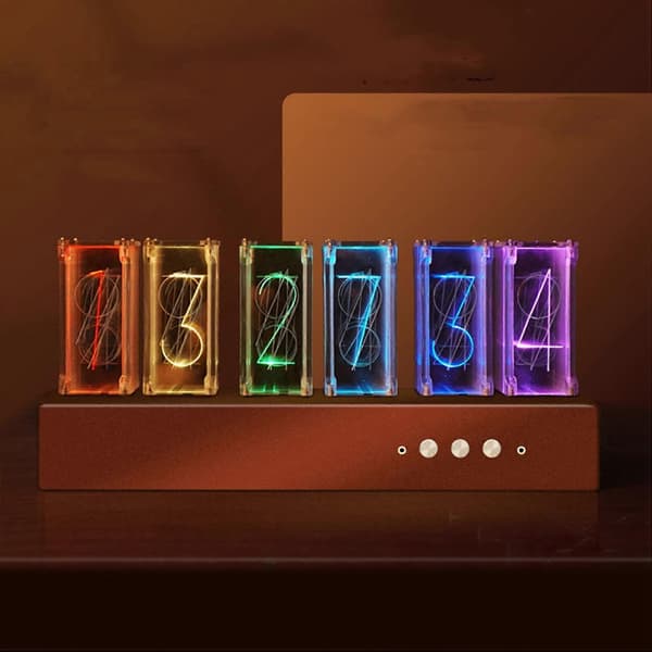 [RM]6 Bit RGB Imitation Tube Clock 24h Multi Display Mode Desk Clock Power Failure Memory Digital LED Clock