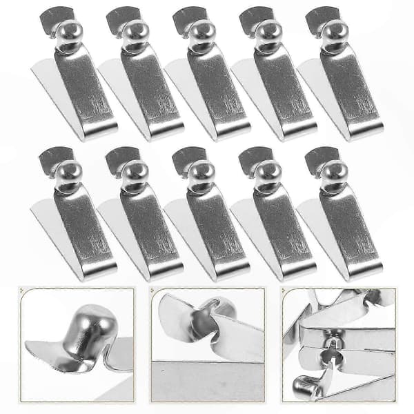 10 stk. fjederklemmer til stangtrykknapper, reservedele til paraplyer Silver 3.10X2.50X0.80CM