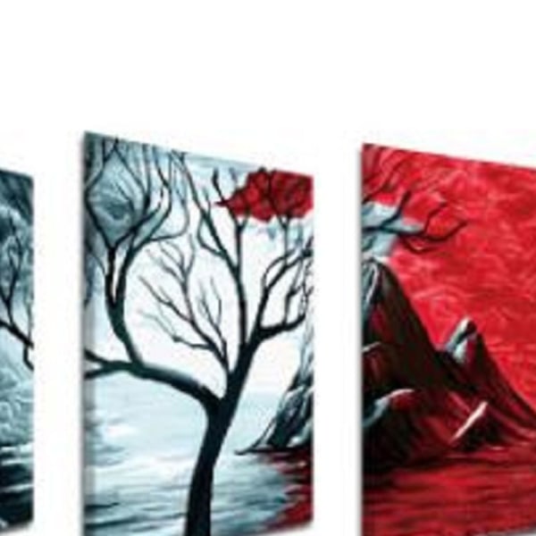 3 Paneler Canvas Dekor Väggkonst Målning Bild Heminredning Abstrakt 40x60cm
