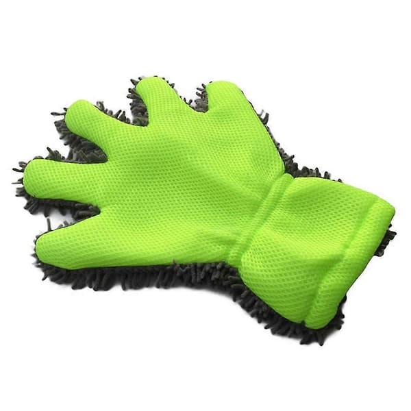 Chenille bilvaskehandsker - Mikrofiber køretøjsrengøringsvantehåndklæde Grey + Green