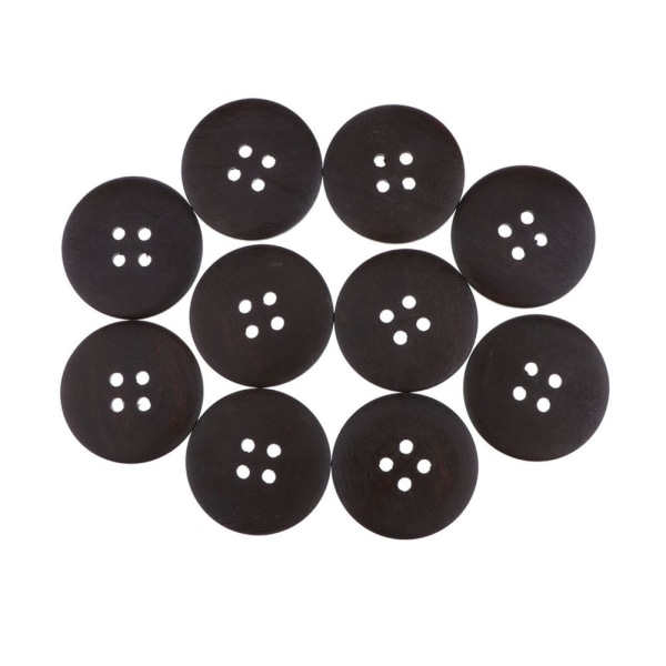 10 st Platt Träknapp Sömnadstillbehör Kläder 50mm Mörkbrun