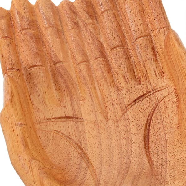 [RM]Brun trä smyckesbricka handformad Buddha displaybricka för smyckesförvaring