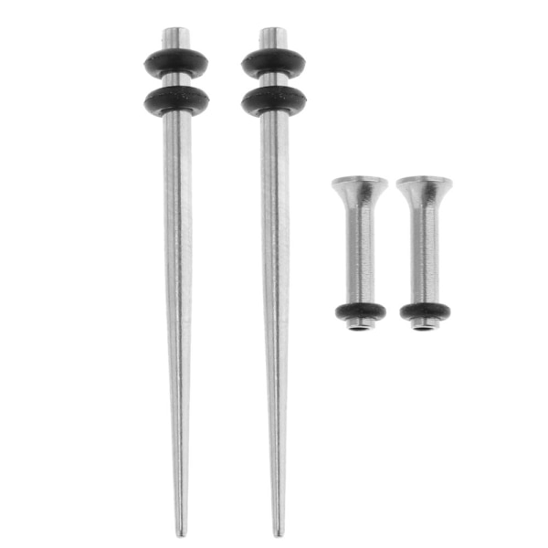 4 st örontunnlar rostfritt stål stretching kit flare plug tapper 2mm