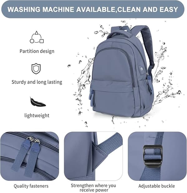 [RM]New Laptop Backpack, Waterproof Laptop Backpack with 15 Inch School Bag with USB Charging royal blue