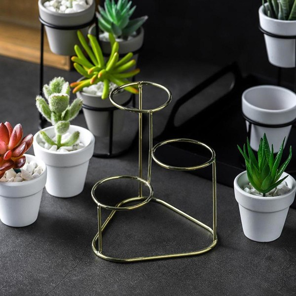 In1 Mini Keramisk Suckulent Växtkruka Blomkruka M. Benställning Guld A