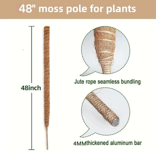 [RM]Lollanda Moss Poles for Climbing Plants, Bendable Moss Stick - Plant Support / Support Pole 120cm, Climbing Support for climbing plants, ivy and monstera 1-pack