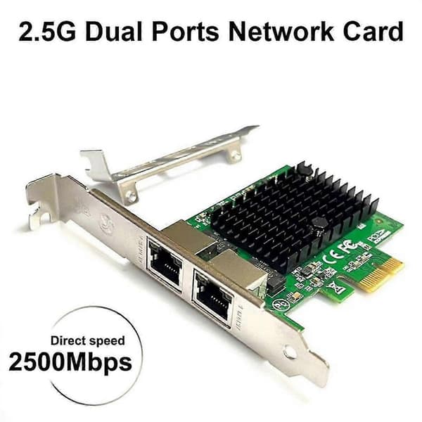 2-ports 2.5G PCIe netværkskort 2.5 Gigabit Ethernet-adapter RTL8125BG Chip PCI-E Ethernet LAN-adapter til stationær pc