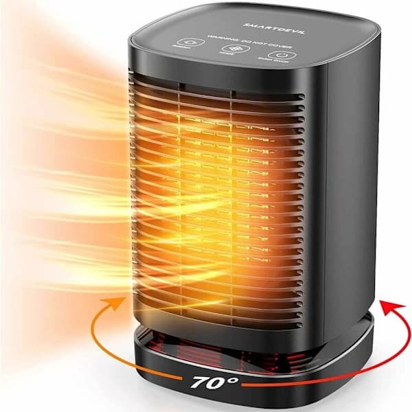 Small Fan Heater with Small Thermostat PTC Electric Portable Heater with 3 Quiet Mini Ceramic Modes Element for Desk[RM]