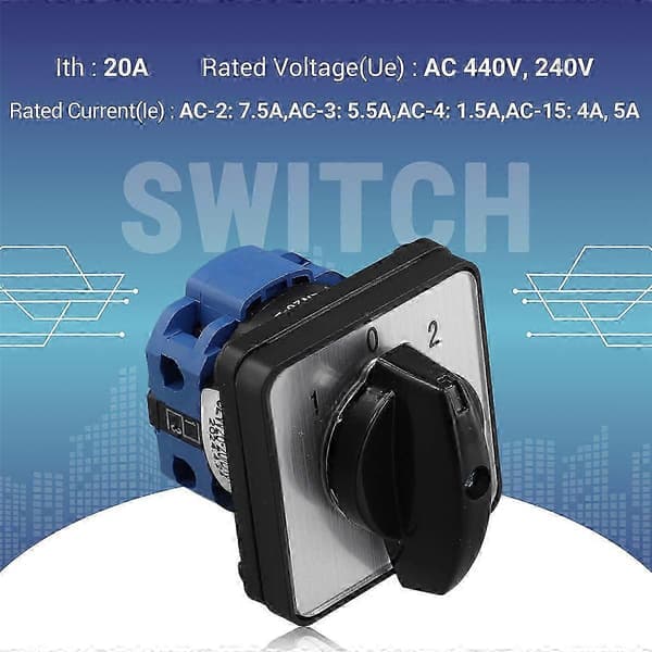 Afbryder Drejeafbryder SZW26-20/D101.1 til AC 440V 240V Universal Anvendelse Black & blue & Silver