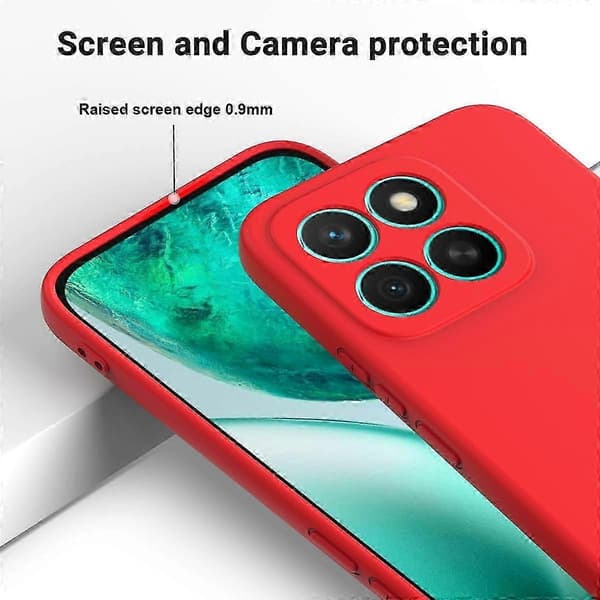 [RM] Stöttåligt mobilskal i flytande silikon med enfärgad design Red For Honor X8c 4G