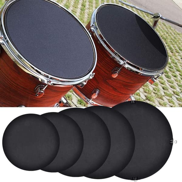 [RM]ING 10 Pieces Drum Dampeners - Drum Practice Pad Bass Drum Silent Muffler Black