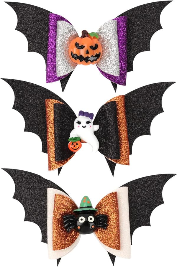 3 stk Halloween hårspenner, Halloween tilbehør flaggermus gresskar hodeskalle