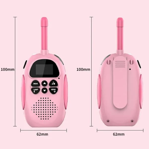 /EA/2 rosa oppladbare barne-walkie-talkies med FM-radio, blin