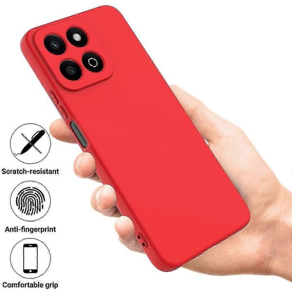 [RM] Stöttåligt mobilskal i flytande silikon med enfärgad design Red For Honor 200 Smart