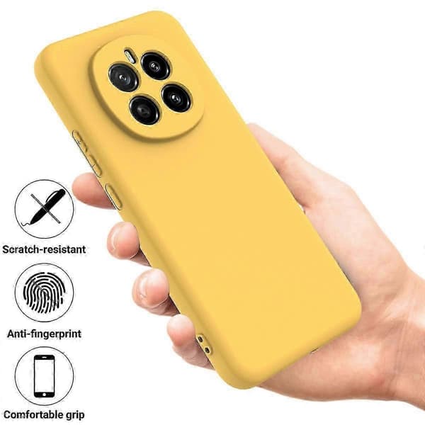 [RM] Stöttåligt mobilskal i flytande silikon med enfärgad design Yellow For Honor Magic7