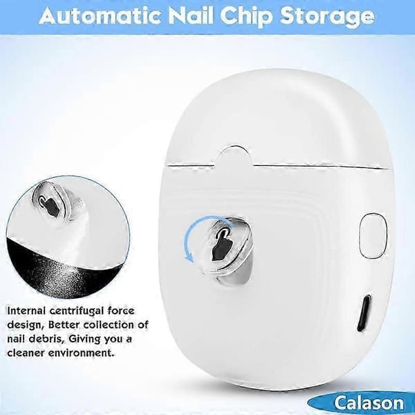 [RM] Electric Nail Clipper, 2-in-1 Clipping and Grinding Automatic Nail Clipper White