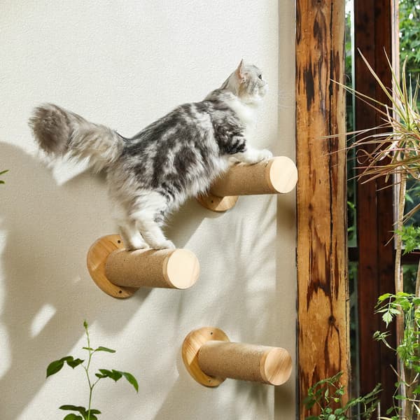 Wall Mounted Cat Furniture, 28.5cm Cat Climbing Steps, Wall Mounted with Jute Scratching Post for Most Kittens, Medium and Large Cats, 2-Pack