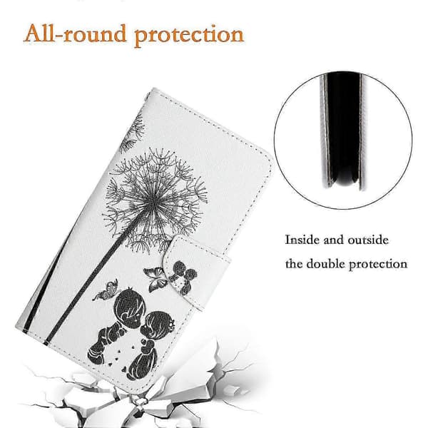 [RM]Galaxy A56 5G Etui, Beskyttende Folio-cover med mønstertryk og håndledsrem Multicolor Dandelion