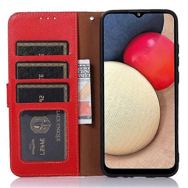 KHAZNEH Kompatibelt fodral för Samsung Galaxy A36 5G RFID-plånbok PU-läder mobilskal Red