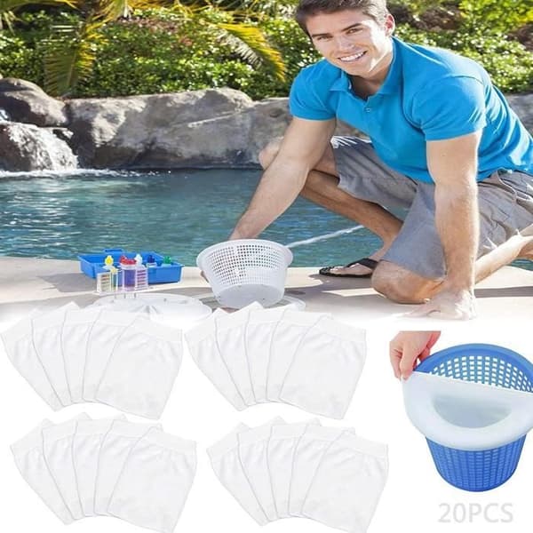 20 stk. Pool Skimmer Strømper, Elastiske Nylonfiltre, Kan Fange Blade