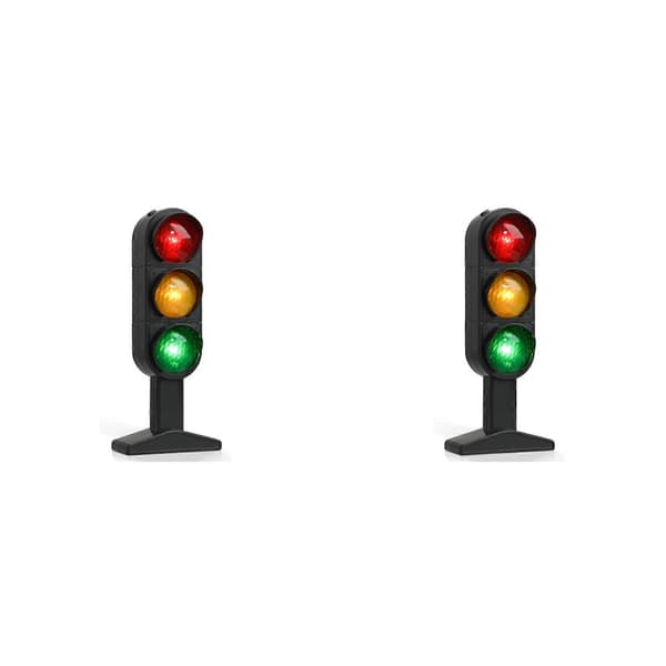 2X Trafiklygte med base til rumudsmykning, Stoplygte med farveskift og blinkende tilstande Black