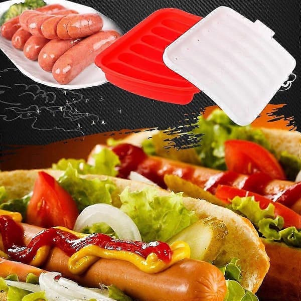 DIY Pølsefremstillingsform Silikone Hotdogform 6 Hulrum Patty Mikrobølgeovn