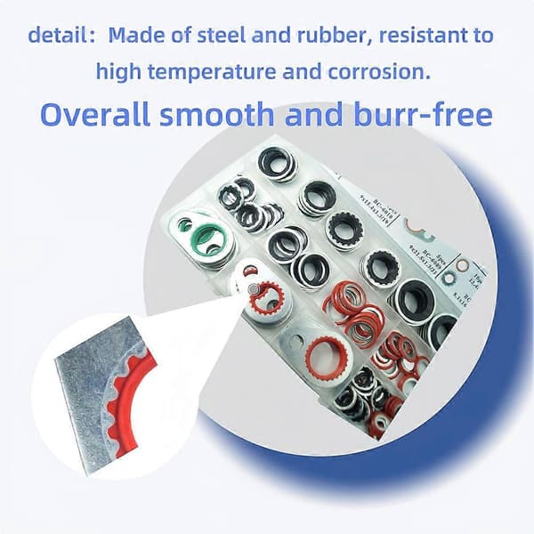 60 Pieces A/C System Compressor Gasket Seals, 9 Sizes Automotive AC Port Seal Washer Kit for Universal Repairs