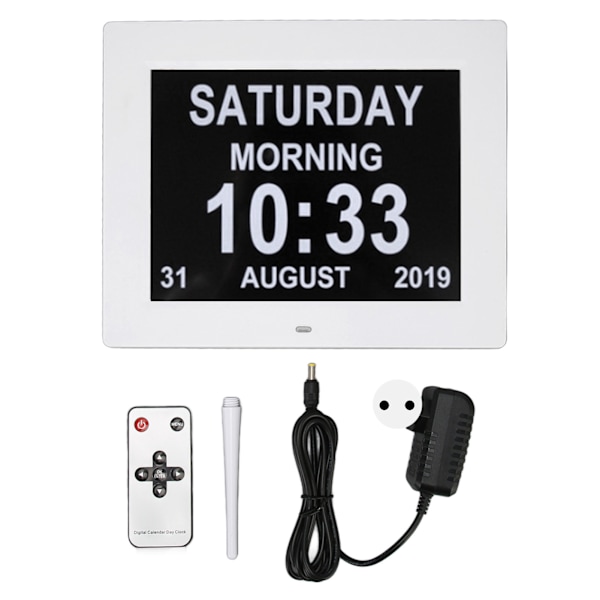 [RM]10 inch Digital Calendar Clock 8 Languages Automatic Dimming Electronic Day Clocks for Elderly 110‑240V White EU Plug‑FA‑