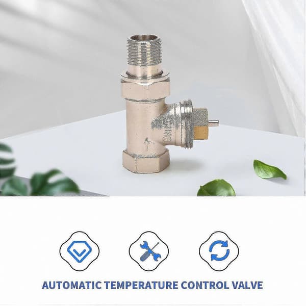 1/2 tomme termostatisk radiatorventil med automatisk temperaturkontrol til DN15 lige anvendelse Silver