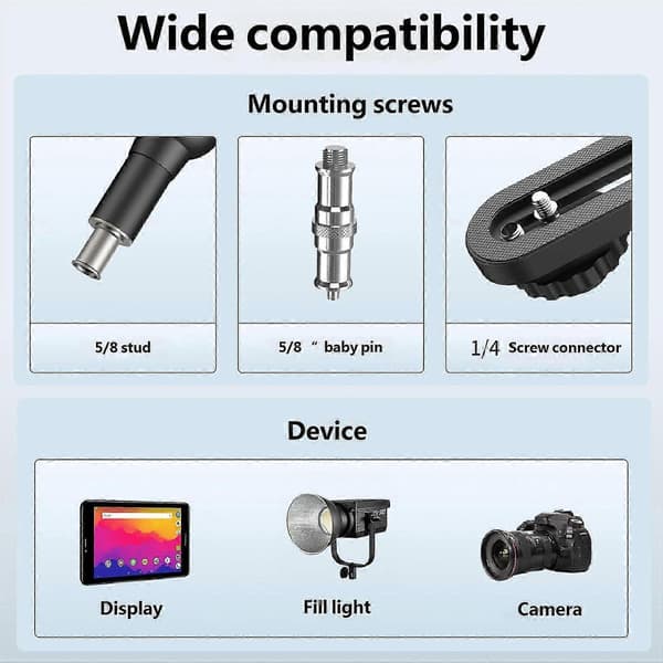 Superklemme Justerbar Metal Leddelt Arm til Montering af Skærm LED Lys LCD Videokamera Blitz Kamera DSLR Multicolor