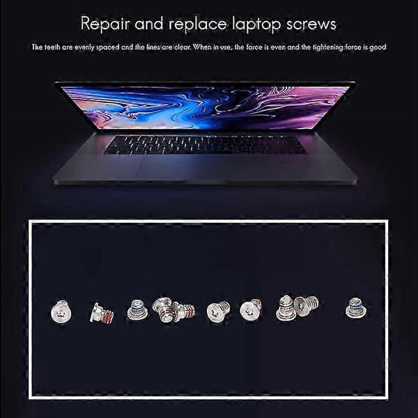 10 st bottenfodral skruvar för Macbook Pro Retina A1425 A1502 A1398 skruvsats 2012-2015 år Silver