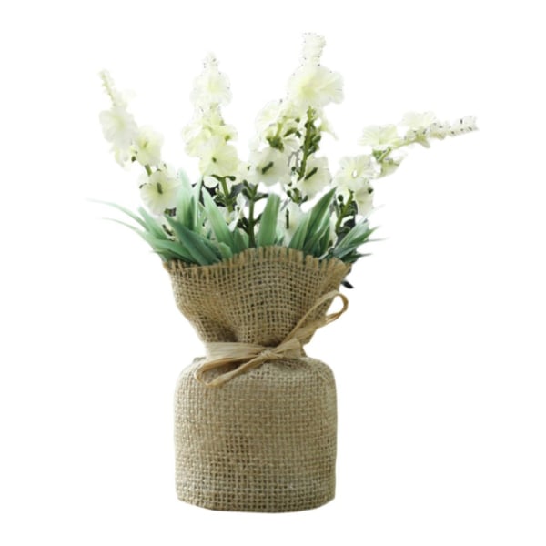 Linne Linne Krukväxt Konstgjorda Blommor Bukett Heminredning Vit Lavendel